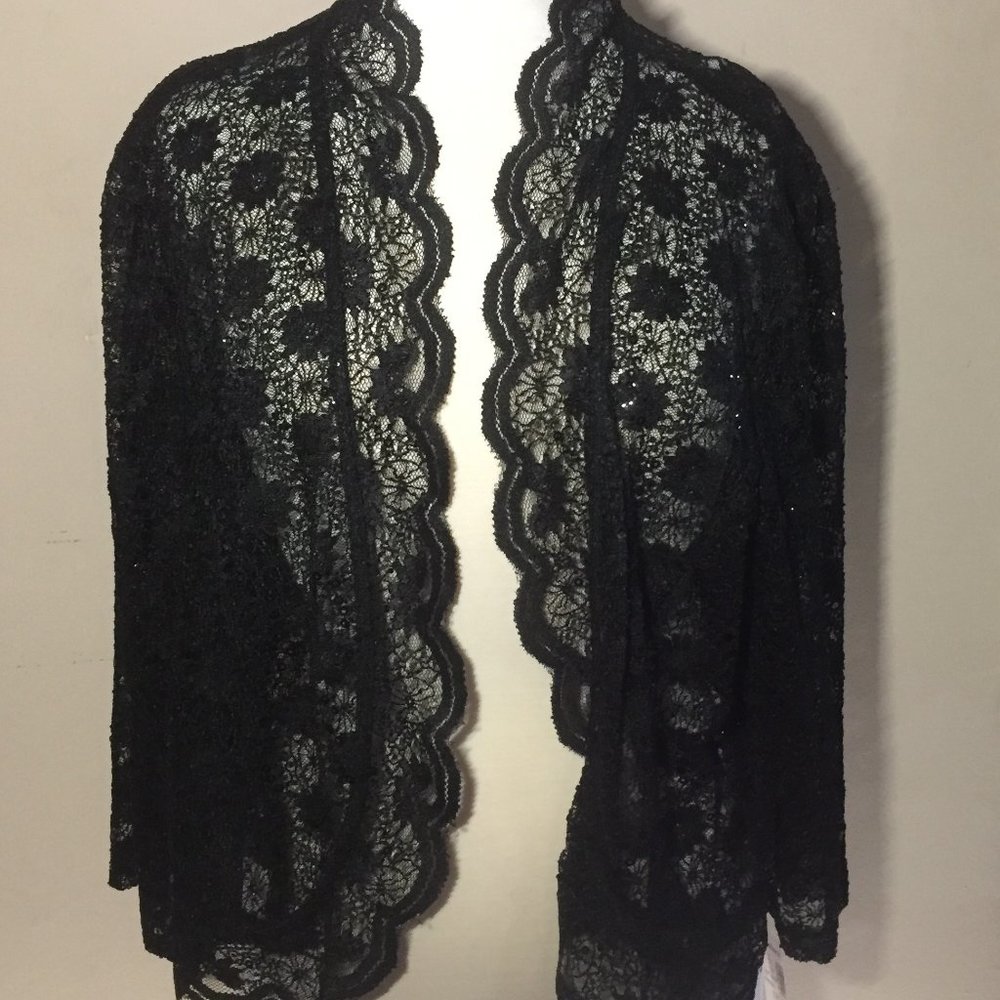 Dressbarn Sheer Black Sweater Shrug Cover-up